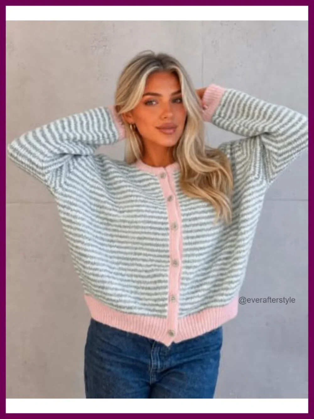 Women's Striped Knit Cardigan Long Sleeve Button Up Oversized Lightweight
